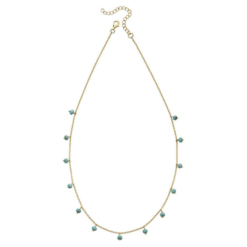 Gold Plated Blue Magnesite Bead Necklace