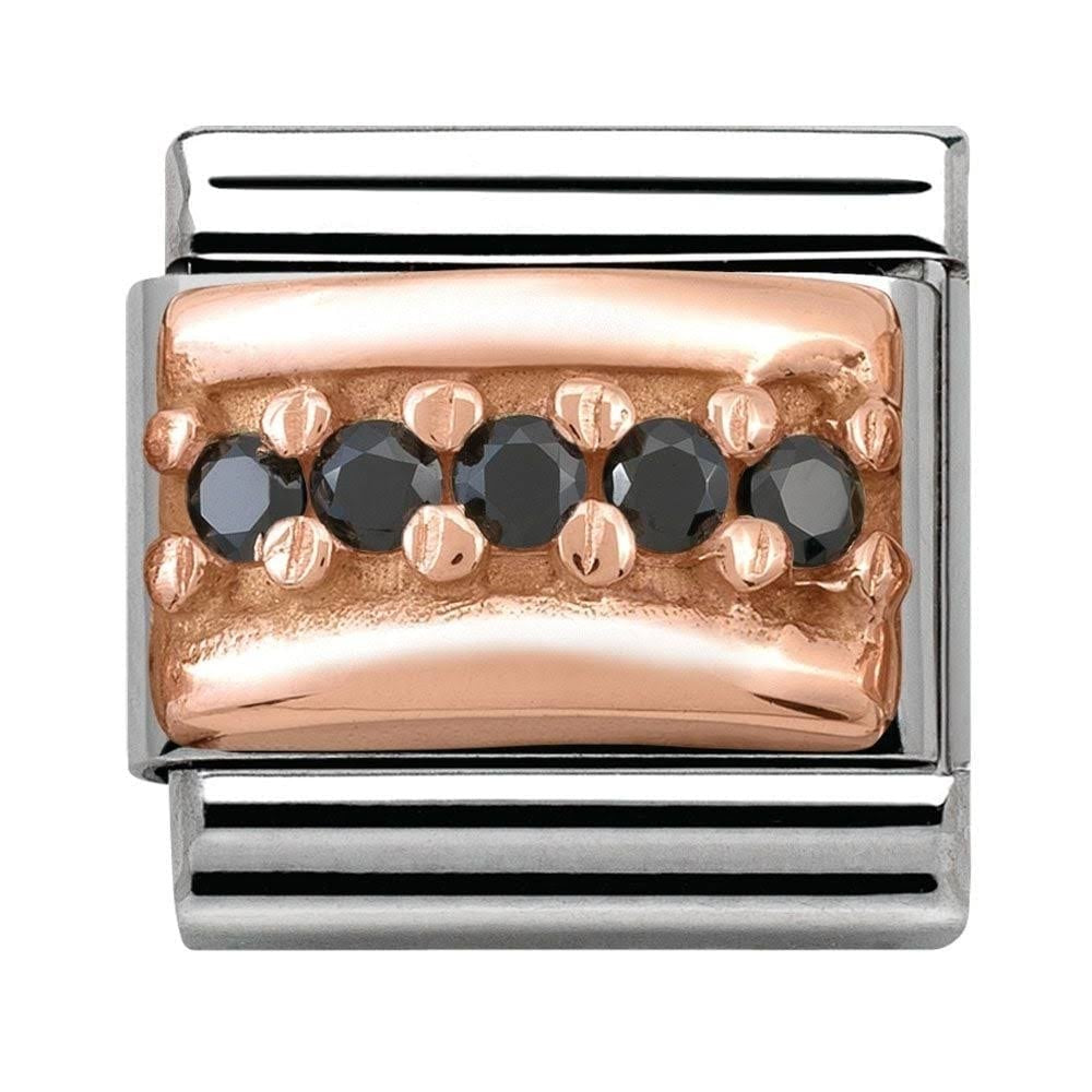 NOMINATION Rose Gold Pave Charm  Black 430304-10