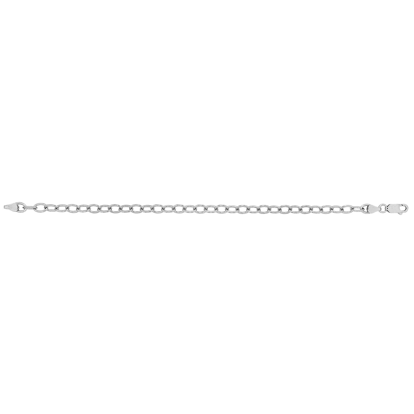 Silver Small Link Oval Cable Chain Rhodium Plated Bracelet