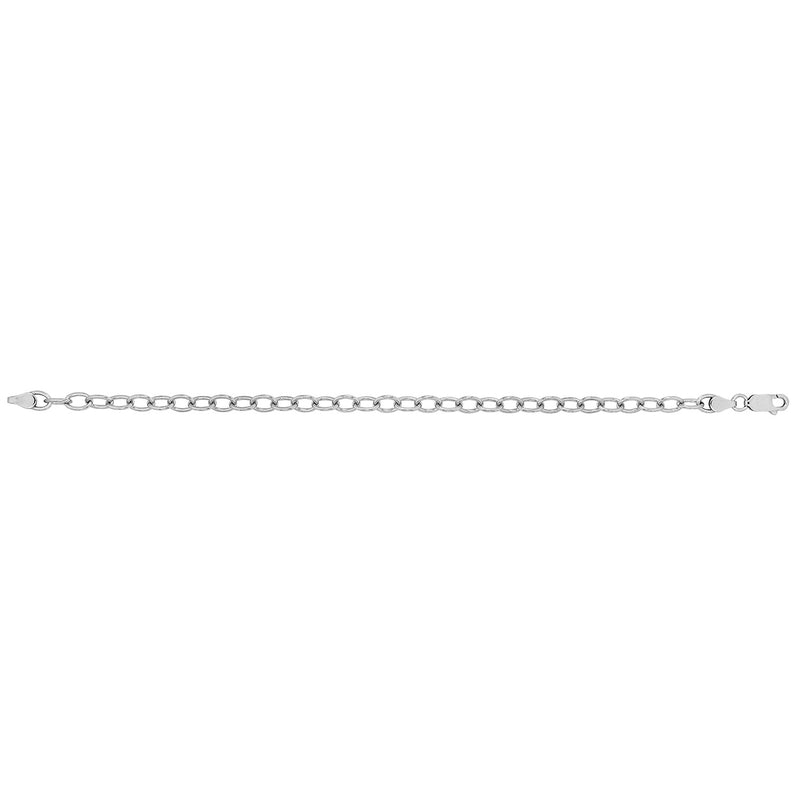 Silver Small Link Oval Cable Chain Rhodium Plated Bracelet