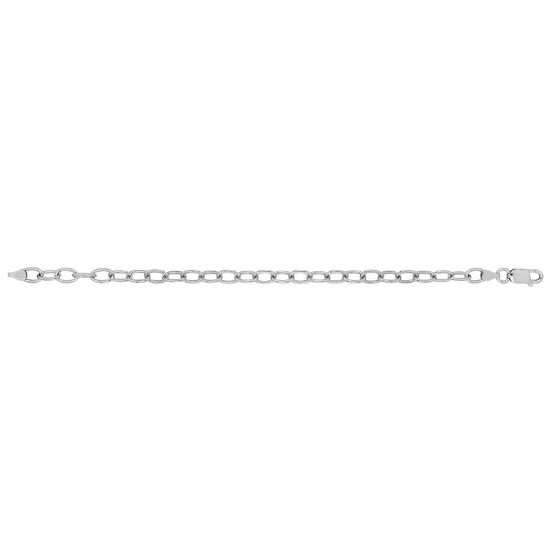 Silver Large Link Oval Cable Chain Rhodium Plated Bracelet
