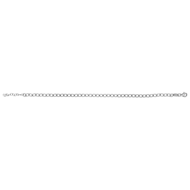 Silver Oval Cable Chain Rhodium Plated Bracelet with Extender