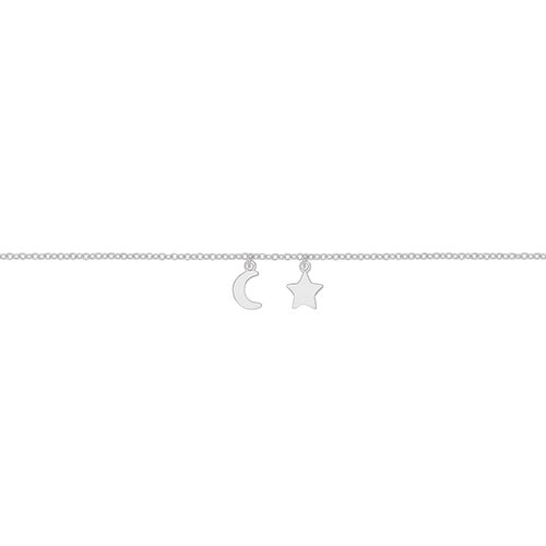 Silver Star & Moon Rhodium Plated Bracelet