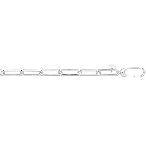 Silver Paperclip Link Rhodium Plated Bracelet G2705RH