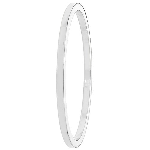 Silver Ladies Round Plain Bangle G4324