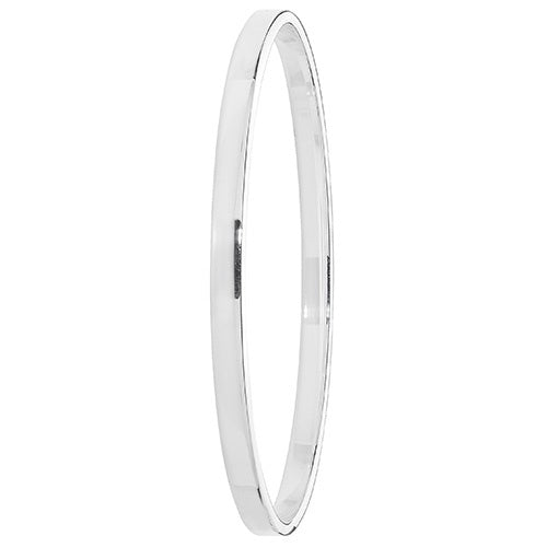 Silver Ladies Oval Plain Bangle G4327