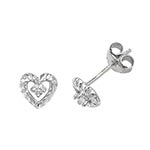 Silver Heart CZ stud earrings
