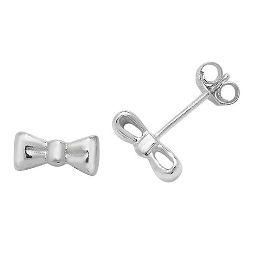 Silver Bow Stud Earrings