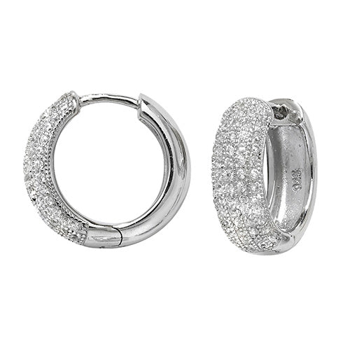 Silver Hinged CZ Hoop Earrings