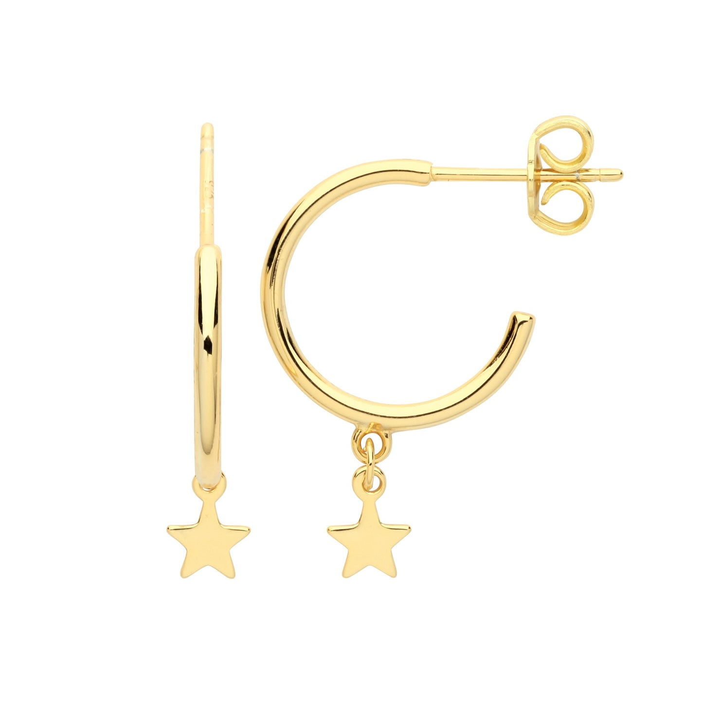 Silver GP Hoop Earrings with Drop Star