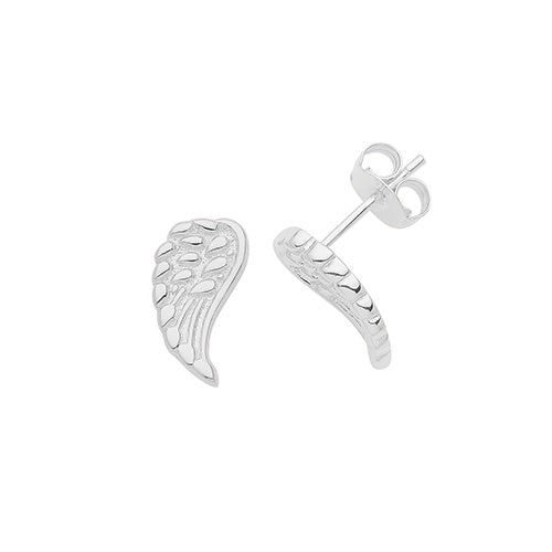 Silver Rhodium Plated Angel Wings Stud Earrings G51264