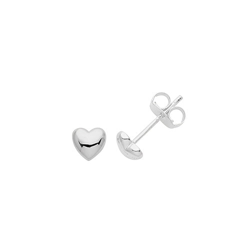 Silver Domed Heart Stud Earrings G51272
