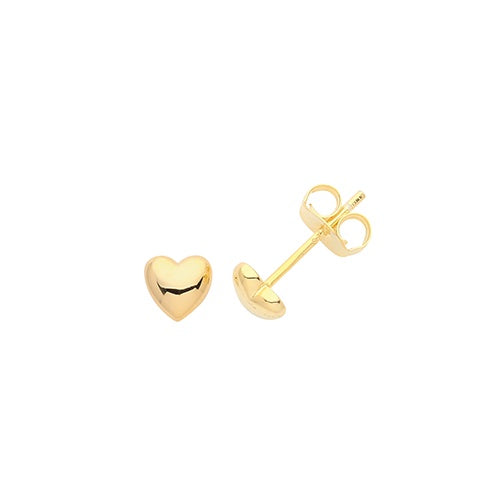 Silver Gold Plated domed Heart Stud Earrings