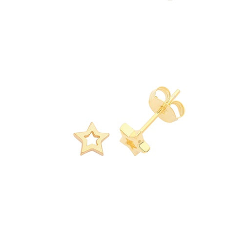 Silver Gold Plated Open Star Earrings