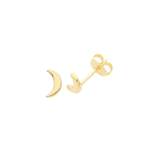 Silver Gold Plated Moon Stud Earrings