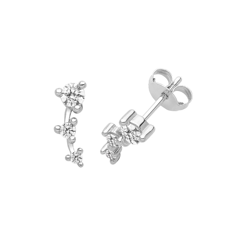 Silver CZ Graduated Stud Earrings