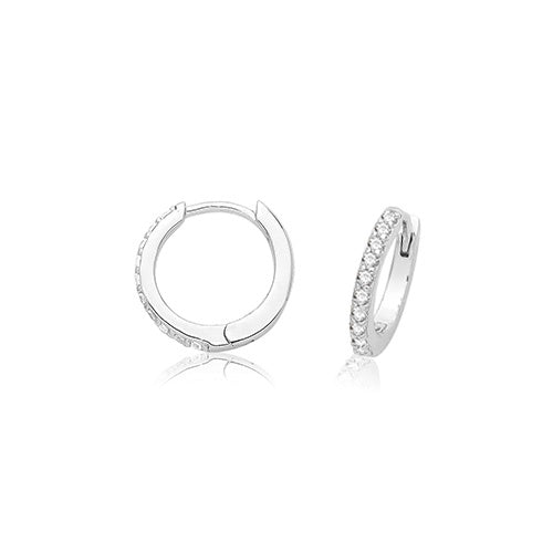 Silver CZ Hinged Hoop Earrings G51323