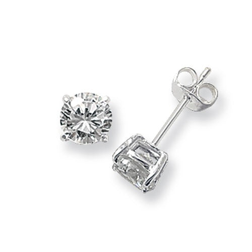 Silver 6mm round CZ stud earrings