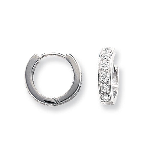 Silver CZ Hinged Hoop Earrings G5216
