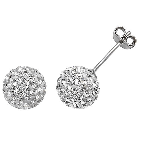 Silver 9mm Crystal Ball Stud Earrings G5473