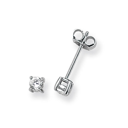 Silver 3mm Round CZ Stud Earrings G5550CZ