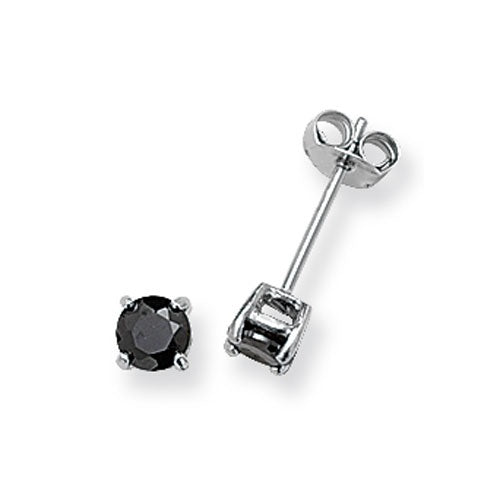 Silver 4mm Black CZ Earrings G5551BK