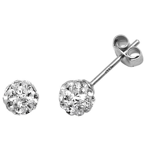Silver 5mm Crystal Ball Stud Earrings G5809