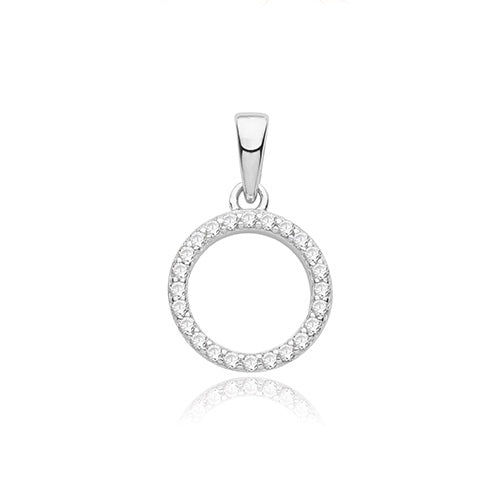 Sterling Silver CZ Circle Pendant G61119