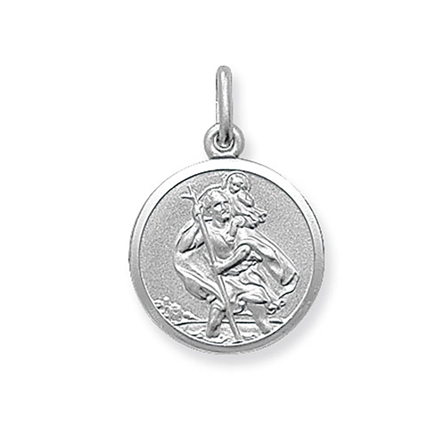 Silver St Christopher Double Sided Round Pendant