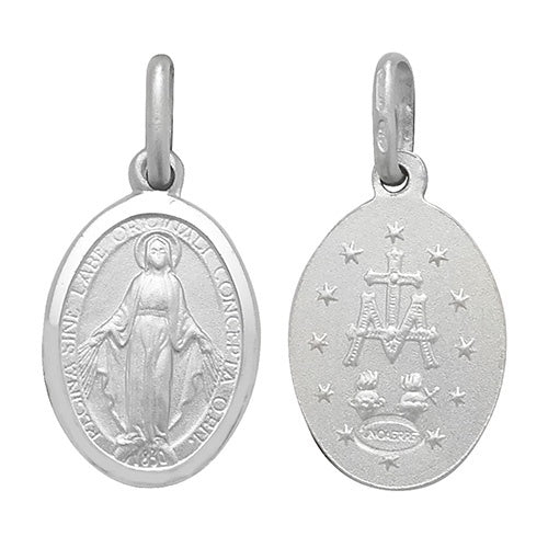 Silver Miraculous double sided Oval Pendant G6889