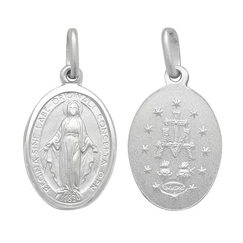 Silver miraculous Double sided Oval Pendant G6890