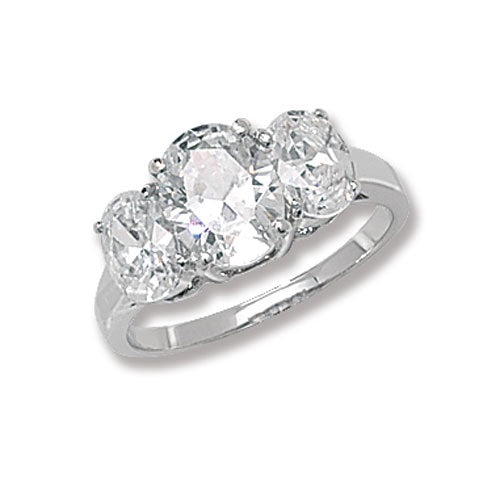 Sterling Silver Oval Trilogy Ring G7210CZ