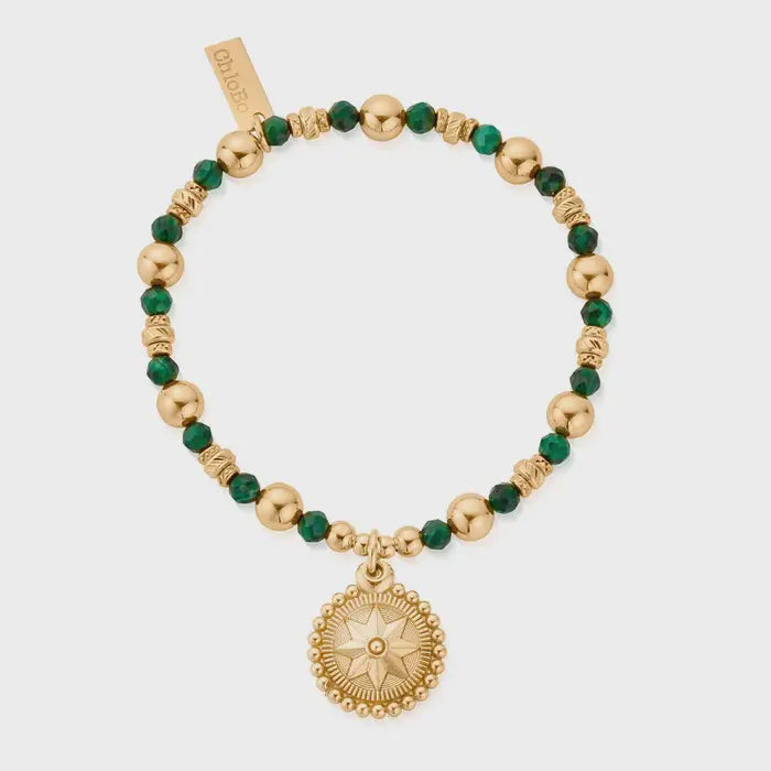 ChloBo Gold Plated Wandering Free Malachite Bracelet GBMFR3227