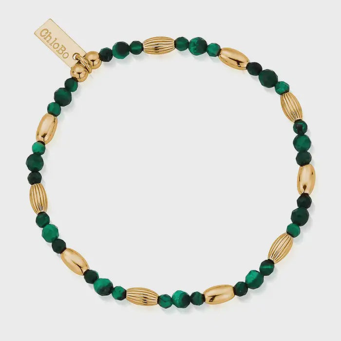 ChloBo Gold Plated Alternative Rice Malachite Bracelet GBMLRCO