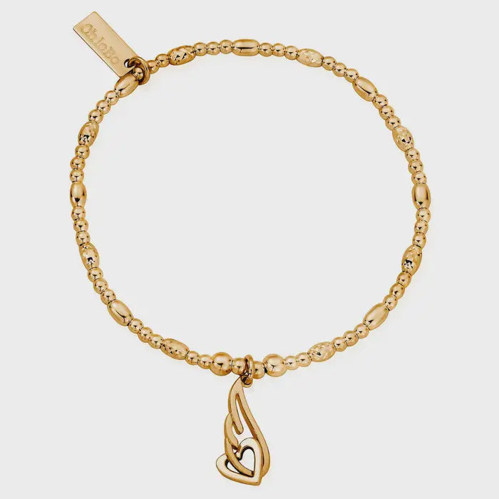ChloBo Gold Plated Interlocking Heart & Angel Wing bracelet GBSRB3239