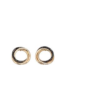 Elements Yellow Gold Black Diamond Open Circle Earrings GE2148