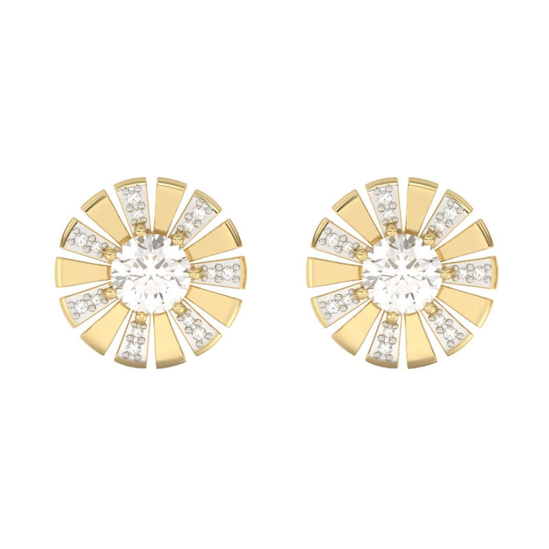 9ct Yellow Gold White Topaz & Diamond Disc Earrings