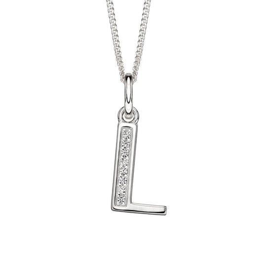 'L' Initial Silver CZ Pendant P4734C