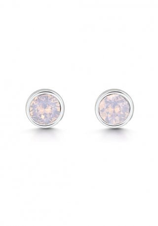 Jo for Girls Silver Rose Water Opal Round Earrings