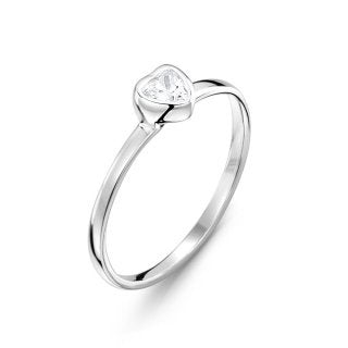 Jo for Girls Silver CZ Heart Ring