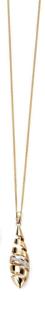 Elements 9ct Yellow Gold Diamond Teardrop Swirl Pendant GP989