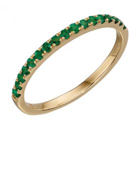 Elements Gold Yellow Gold Emerald Band Ring GR538G