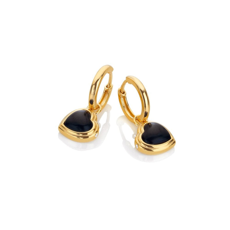 Hot Diamonds JJ YGP Heart Earrings Black Onyx DE789