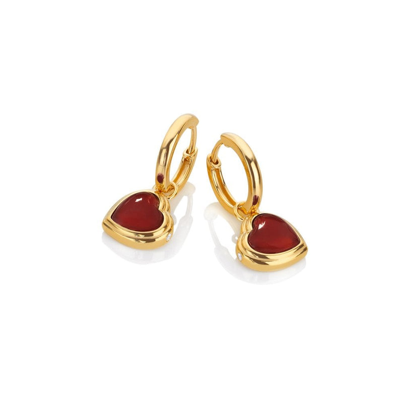 Hot Diamonds Heart Earrings Red Agate DE797