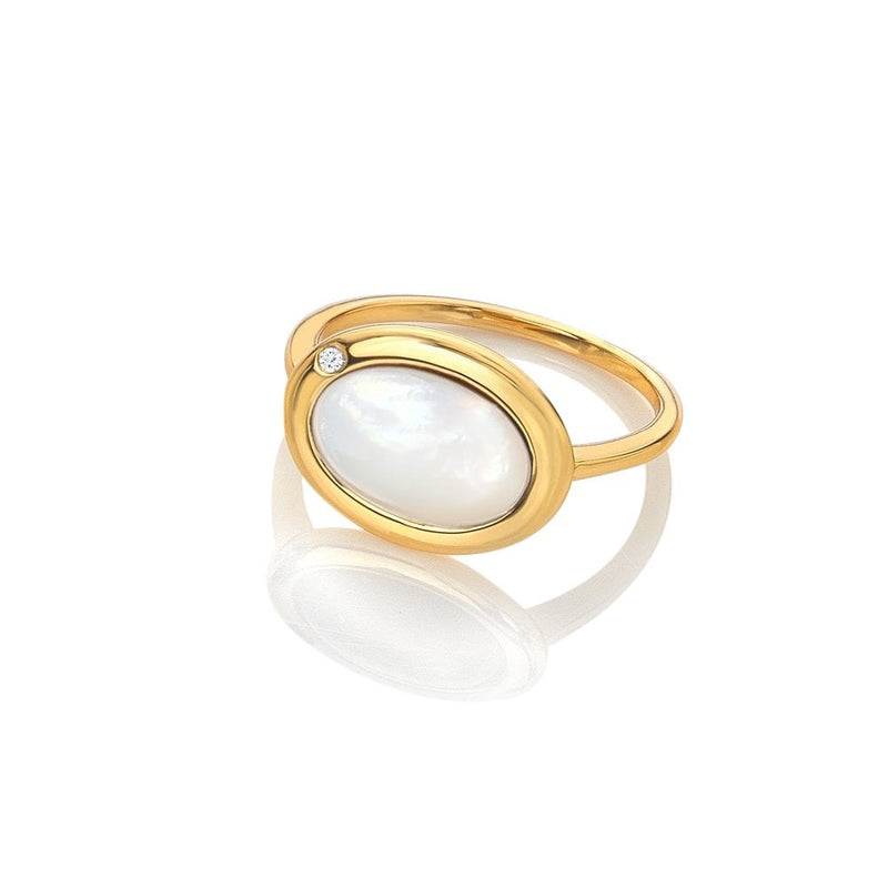Hot Diamonds HDXGEM Horizontal Oval Mother of Pearl Ring DR270