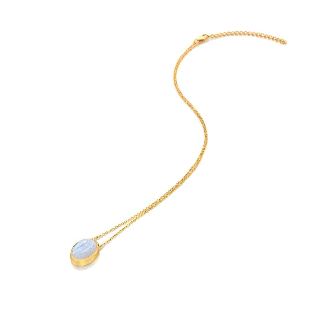 Hot Diamonds HDXGEM Oval Blue Lace Agate Necklace DN190