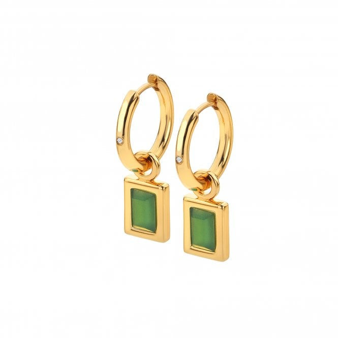 Hot Diamonds HDXGEM Rectangle Green Chalcedony Earrings DE766
