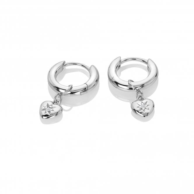 Hot Diamonds Silver Hoop Heart Drop Earrings DE718
