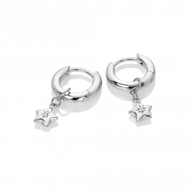 Hot Diamonds Silver Hoop Star Drop Earrings DE719