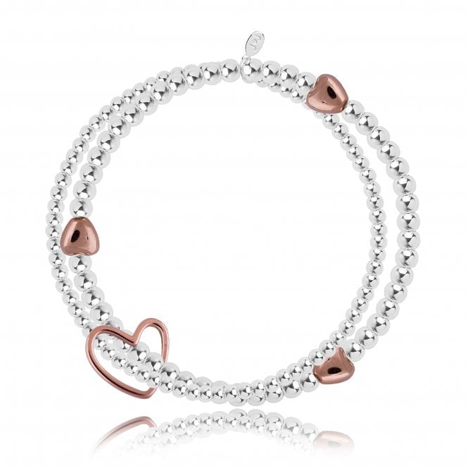 JOMA JEWELLERY Lila Silver Rose Gold Heart Double Strand Bracelet 1330